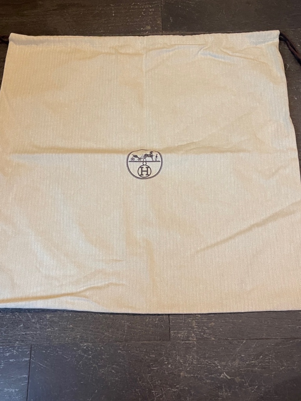 Authentic Hermes XLarge tweed dust bag drawstring storage birkin Kelly 59/59cm